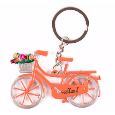 Orange Bicycle with Tulips Keychain