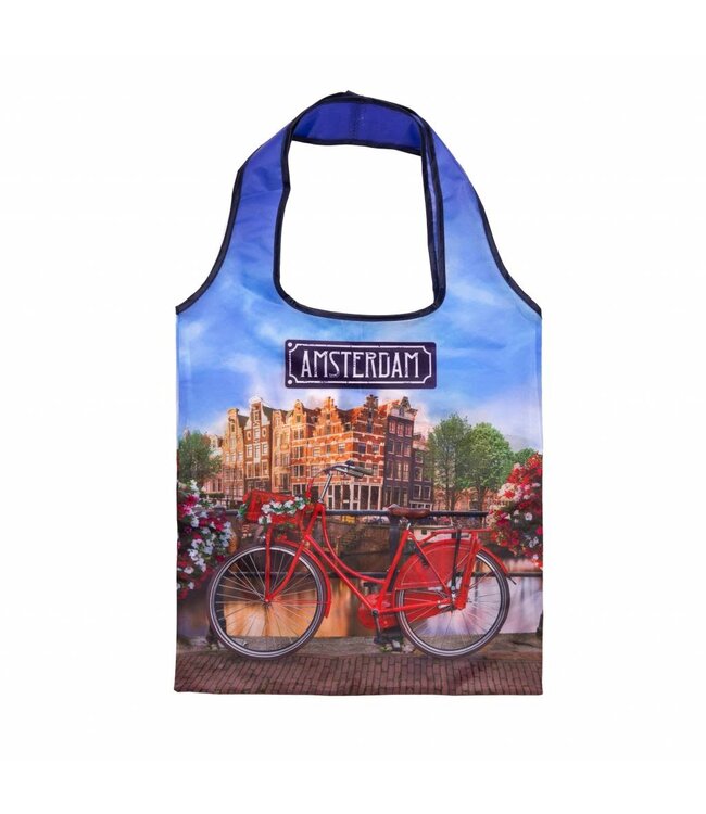 Bicycle on Bridge Foldable Shopping Bag