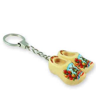 Varnished Double Wooden Shoe Keychain