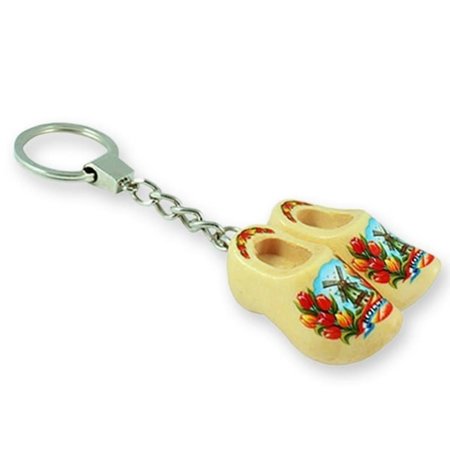 Varnished Double Wooden Shoe Keychain