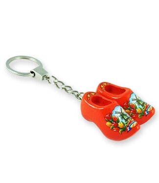 Orange Double Wooden Shoe Keychain