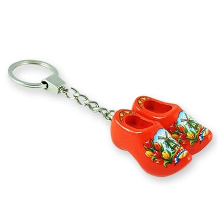 Orange Double Wooden Shoe Keychain