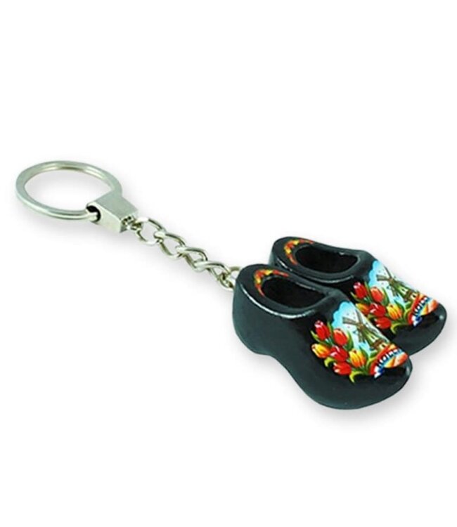 Black Double Wooden Shoe Keychain