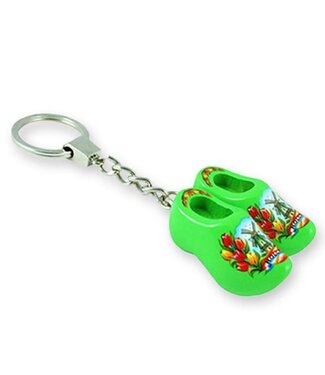 Green Double Wooden Shoe Keychain