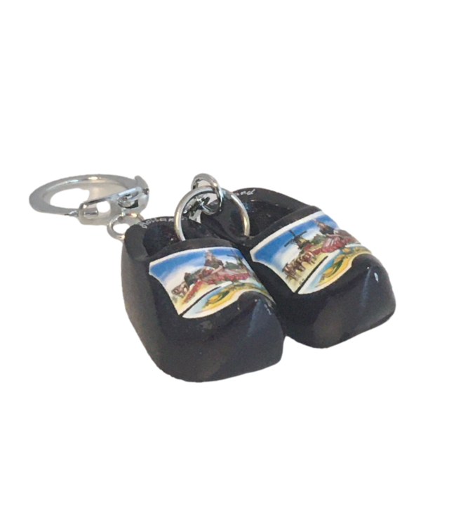 Navy Blue Double Wooden Shoe Keychain...