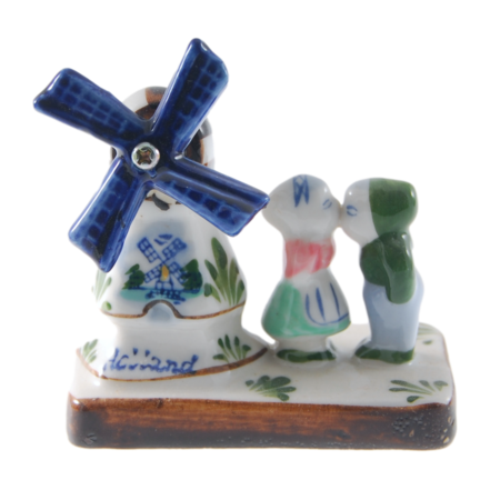 Coloured  Windmill with Kissing Couple  8cm