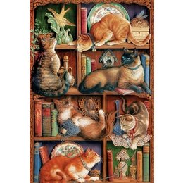 Feline Bookcase Puzzle 2000pc