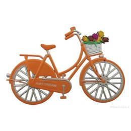 Orange Bike with Flowers Magnet - Amsterdam