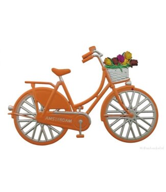Orange Bike with Flowers Magnet - Amsterdam