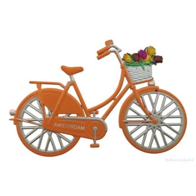 Orange Bike with Flowers Magnet - Amsterdam