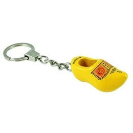 Traditional Yellow Single Wooden Shoe Keychain