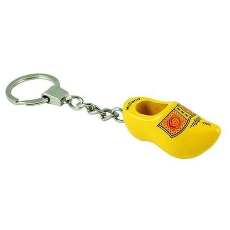 Traditional Yellow Single Wooden Shoe Keychain