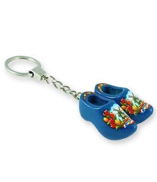 Blue Double Wooden Shoe Keychain