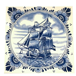 Delft Blue Boat Tile