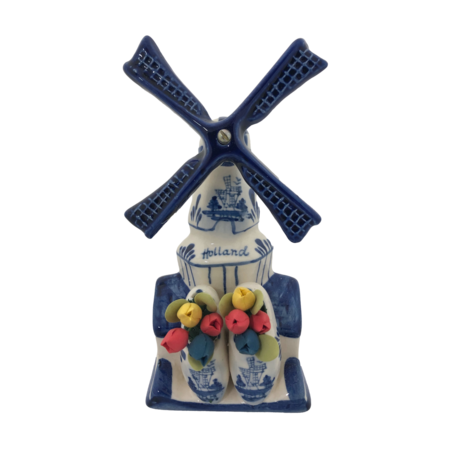 Delft Blue Windmill Flowers 15cm
