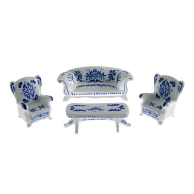 Delft Blue 4 pc Miniature Sofa Set