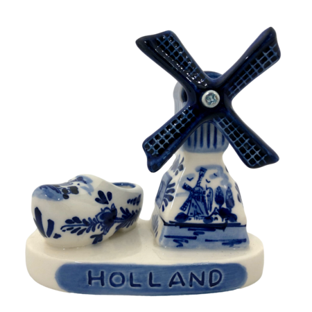 Delft Blue Windmill with Single Clog 8cm