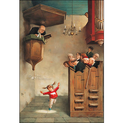 Marius van Dokkum Dancing in the Church Greeting Card -12x17cm