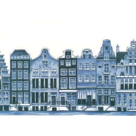 Delft Blue Greeting Card - Canal Houses