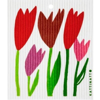 Tulips: Red and Purple Swedish Dishcloths