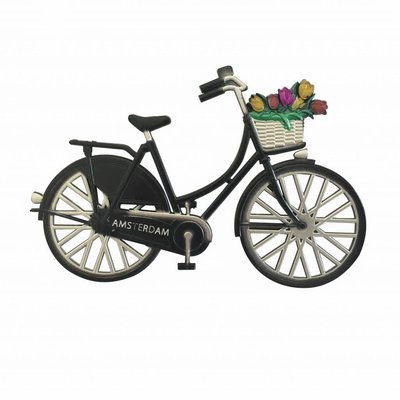 Black Bike with Flowers Magnet -Amsterdam