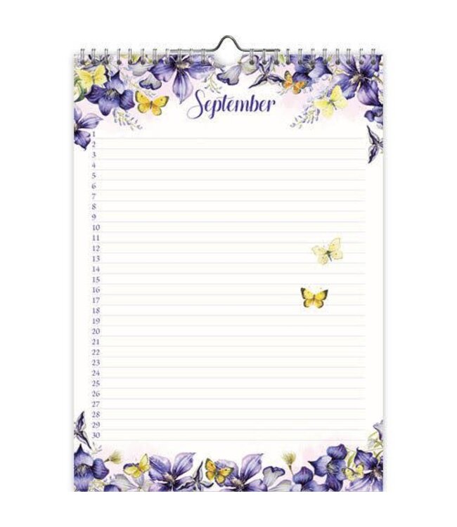 Purple Flowers Perpetual Birthday Calendar