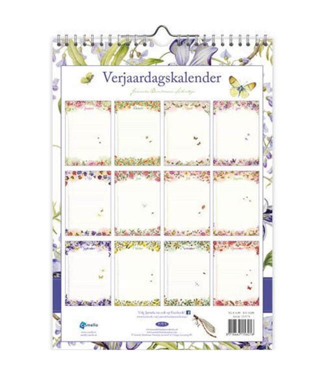 Purple Flowers Perpetual Birthday Calendar