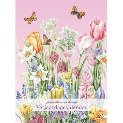 Pink Flowers Perpetual Birthday Calendar