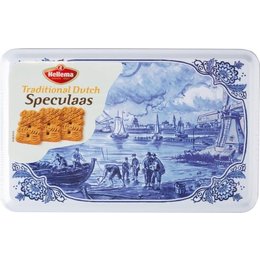 Hellema Delft Blue Tin Filled With Speculaas 400g