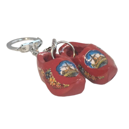 Red Double Wooden Shoe Keychain