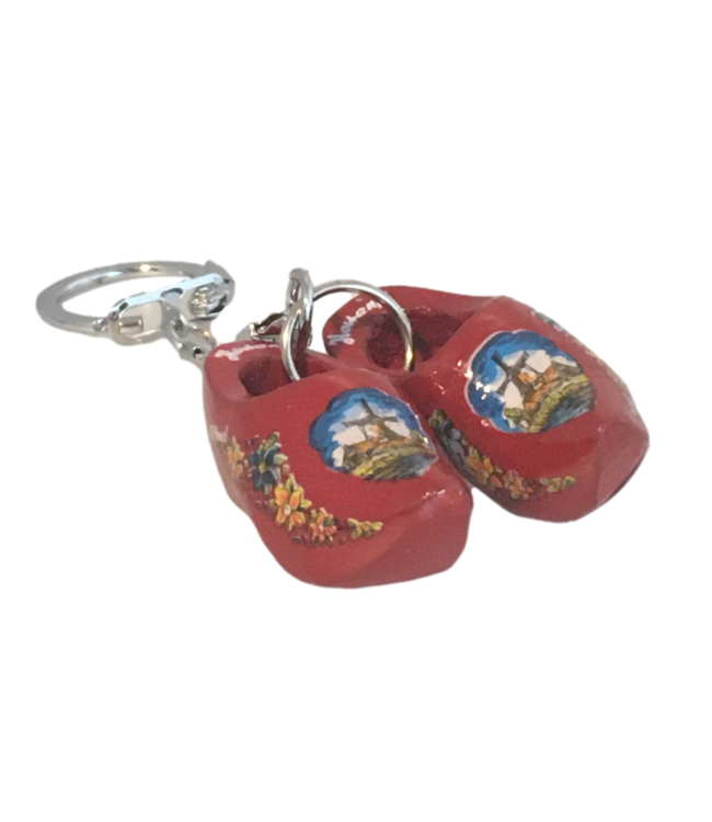 Red Double Wooden Shoe Keychain