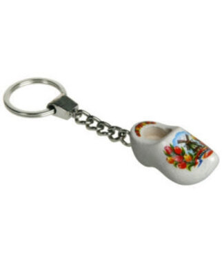 White Single Wooden Shoe Keychain