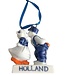 Kissing Couple - Delft Blue Christmas Ornament Orange