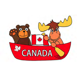 Canadian Bear and Moose in Canoe Magnet