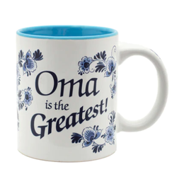Oma Is The Greatest! Blue & White Mug
