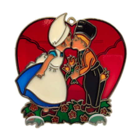 Red Kissing Couple Suncatcher - Plastic