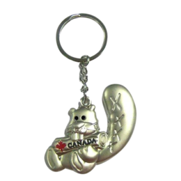 Canada Beaver Keychain - Silver