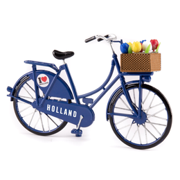 Blue Holland Bike with Basket of Tulips
