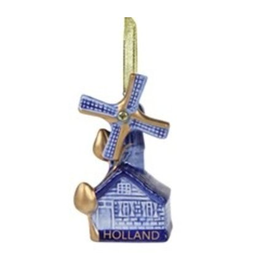 Windmill - Delft Blue & Gold Windmill Christmas Ornament