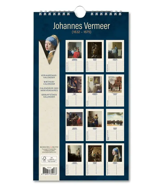 Vermeer Perpetual Birthday Calendar