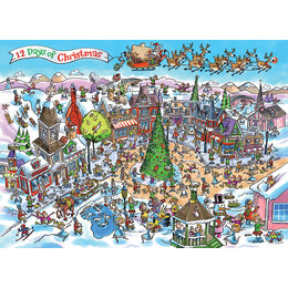 Doodle Town: 12 Days of Christmas Puzzle 1000pc