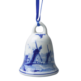 Bell Delft Blue Windmill Christmas Ornament