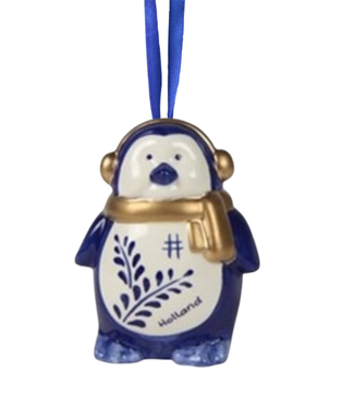 Penguin - Delft Blue & Gold Christmas Ornament 7cm