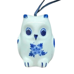 Delft Blue Owl Christmas Ornament