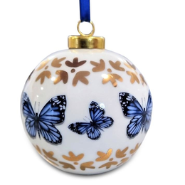Butterflies  - Delft Blue & Gold Christmas Ornament 8cm (Large)