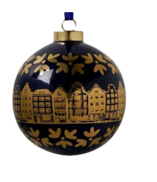 Ball - Blue & Gold Canal Houses 8cm (Large)