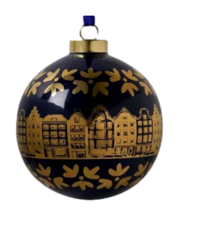 Ball - Blue & Gold Canal Houses 8cm (Large)