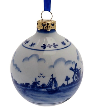 Ball - Delft Blue Landscape Christmas Ornament