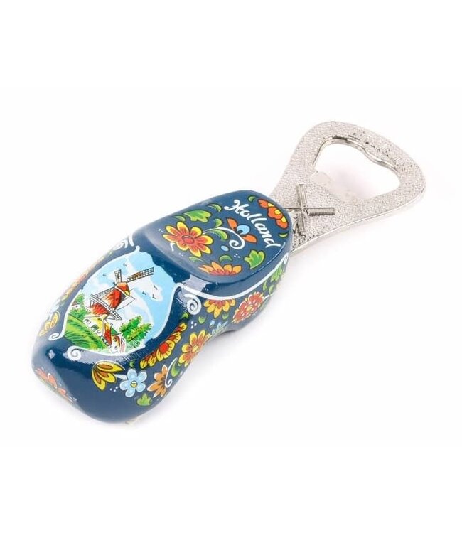 Blue  Holland Wooden Shoe Bottle Opener