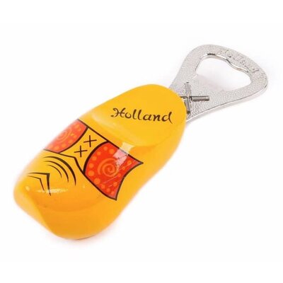Traditional Yellow Wooden Shoe Bottle Opener